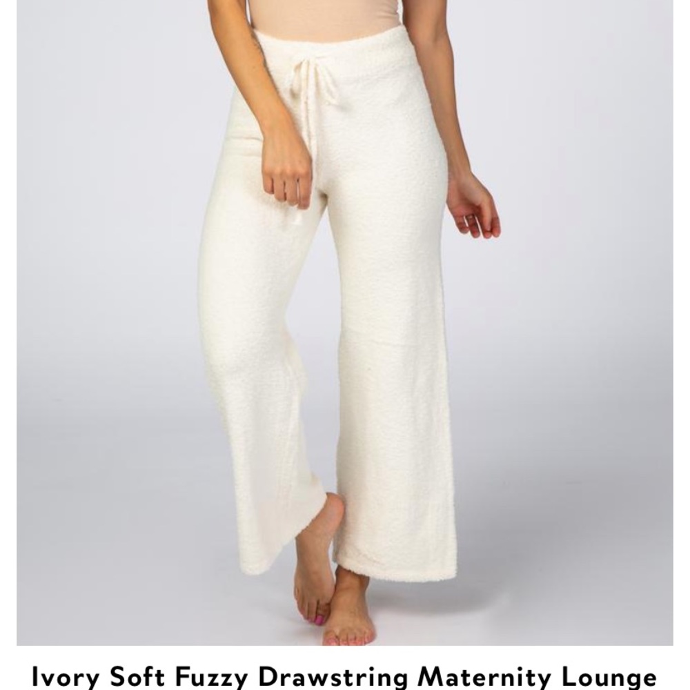 Pinkblush Soft Fuzzy Drawstring Maternity Pants - Picture 3 of 4